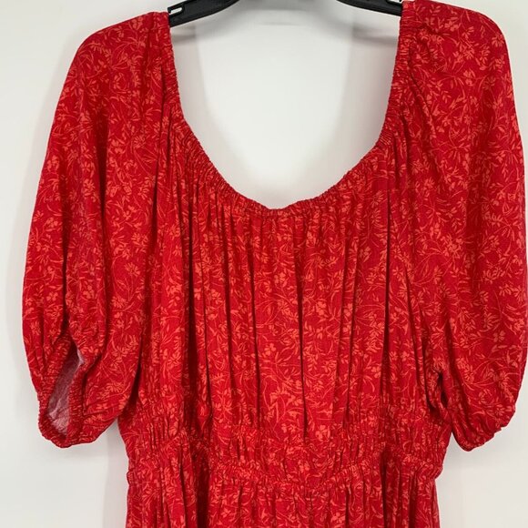 Terra & Sky Dress Tie Back Short Puff Sleeve Linen Blend - Picture 5 of 11